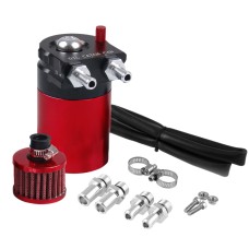 Universal Racing Aluminum Oil Catch Can Oil Filter Tank Breather Tank, Capacity: 300ML(Black Red)