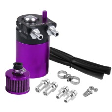 Universal Racing Aluminum Oil Catch Can Oil Filter Tank Breather Tank, Capacity: 300ML(Purple)