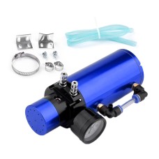 Car Universal Round Oil Breathable Catch Can with Vacuum Pressure Gauge (Blue)