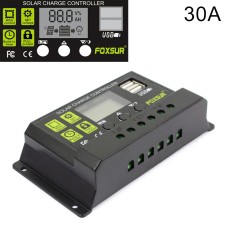 Фокссур 30A контроллер солнечного заряда 12 В / 24 В автоматический контроллер идентификации