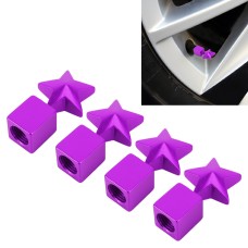 4 PCS Star Shape Gas Cap Mouthpiece Cover Tire Cap Car Tire Valve Caps (Purple)