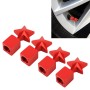 4 PCS Star Shape Gas Cap Mouthpiece Cover Tire Cap Car Tire Valve Caps (Red)