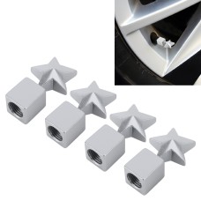 4 PCS Star Shape Gas Cap Mouthpiece Cover Tire Cap Car Tire Valve Caps (Silver)