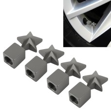 4 PCS Star Shape Gas Cap Mouthpiece Cover Tire Cap Car Tire Valve Caps (Silver Grey)