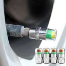 4pcs 2.4 Bar Tire Pressure Monitor Valve Stem Caps Motorcycle Car Sensor Indicator Alert(Silver)