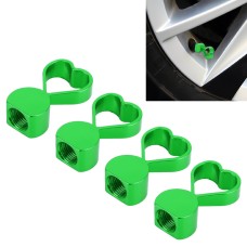 4 PCS Heart-shaped Gas Cap Mouthpiece Cover Tire Cap Car Tire Valve Caps (Green)