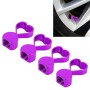 4 PCS Heart-shaped Gas Cap Mouthpiece Cover Tire Cap Car Tire Valve Caps (Purple)