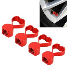4 PCS Heart-shaped Gas Cap Mouthpiece Cover Tire Cap Car Tire Valve Caps (Red)