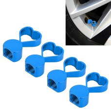 4 PCS Heart-shaped Gas Cap Mouthpiece Cover Tire Cap Car Tire Valve Caps (Baby Blue)