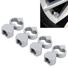 4 PCS Heart-shaped Gas Cap Mouthpiece Cover Tire Cap Car Tire Valve Caps (Silver)