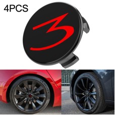 4 PCS Arabic Numerals 3 Pattern Car Tire Hub Central Cap Cover for Tesla Model 3 (Red)