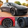 4 шт. Арабские цифры 3 шаблоны Car Tire Hub Central Cap Cover для Tesla Model 3 (красный)