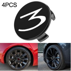 4 PCS Arabic Numerals 3 Pattern Car Tire Hub Central Cap Cover for Tesla Model 3 (White)