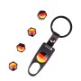 Universal 8mm Germany Flag Pattern Replacement Aluminum Alloy Car Tire Valve Caps + Key Ring Set