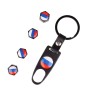 Universal 8mm Russian Federation Flag Pattern Replacement Aluminum Alloy Car Tire Valve Caps + Key Ring Set