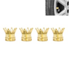 Universal 8mm Golden Crown Style Plastic Car Tire Valve Caps, Pack of 4(Gold)