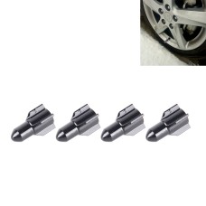 Universal 8mm Rocket Style Aluminum Alloy Car Tire Valve Caps, Pack of 4(Black)