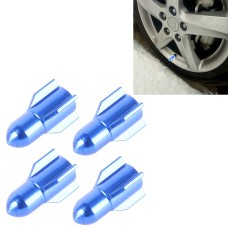 Universal 8mm Rocket Style Aluminum Alloy Car Tire Valve Caps, Pack of 4(Blue)