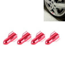 Universal 8mm Rocket Style Aluminum Alloy Car Tire Valve Caps, Pack of 4(Red)