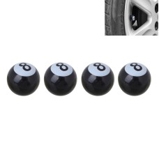 Universal 8mm American Billiards No.8 Ball Style Plastic Car Tire Valve Caps, Pack of 4(Black)