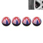 Universal 8mm UK Flag Pattern Ball Style Plastic Car Tire Valve Caps, Pack of 4