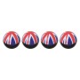 Universal 8mm UK Flag Pattern Ball Style Plastic Car Tire Valve Caps, Pack of 4