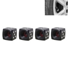 Universal 8mm Dice Style Aluminium Alloy Car Tire Valve Caps, Pack of 4(Black)