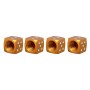 Universal 8mm Dice Style Aluminium Alloy Car Tire Valve Caps, Pack of 4(Gold)