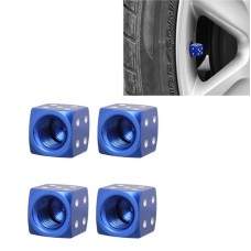 Universal 8mm Dice Style Aluminium Alloy Car Tire Valve Caps, Pack of 4(Blue)