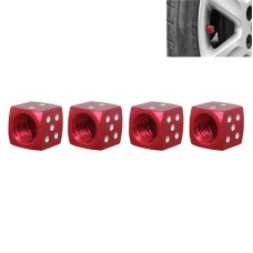Universal 8mm Dice Style Aluminium Alloy Car Tire Valve Caps, Pack of 4(Red)