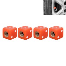 Universal 8mm Dice Style Plastic Car Tire Valve Caps, Pack of 4(Orange)