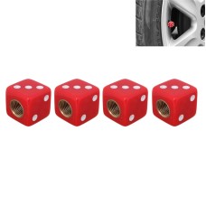 Universal 8mm Dice Style Plastic Car Tire Valve Caps, Pack of 4(Red)