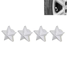 Universal 8mm Five-Pointed Star Style Plastic Car Tire Valve Caps, Pack of 4(Silver)