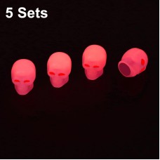 5 Sets Car Tire Luminous Valve Cap Motorcycle Skull Valve Core Cap(Red)