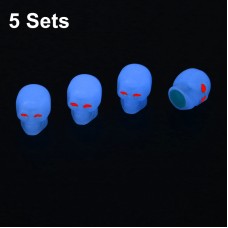 5 Sets Car Tire Luminous Valve Cap Motorcycle Skull Valve Core Cap(Blue)