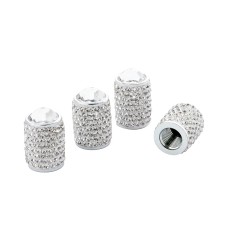 Car Tyre Aluminium Full Diamond Valve Cap With Seal(White)