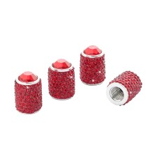 Car Tyre Aluminium Full Diamond Valve Cap With Seal(Red)