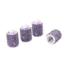 Car Tyre Aluminium Full Diamond Valve Cap With Seal(Purple)