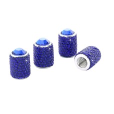 Car Tyre Aluminium Full Diamond Valve Cap With Seal(Dark Blue)