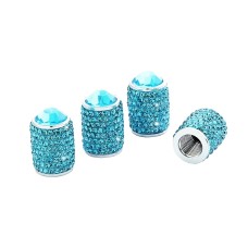 Car Tyre Aluminium Full Diamond Valve Cap With Seal(Lake Blue)