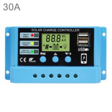 30A Solar Charge Controller 12V / 24V Lithium Lead-Acid Battery Charge Discharge PV Controller, with Indicator Light