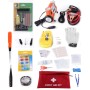 First Secure Roadside Emergency Car and Truck Kit with Safety Tools and Accessories Bag: Jumper Cables for Battery Auto Air Compressor First Aid 3m×4cm 2 Tone Tow Rope Triangle Flashlight Survival Assistance