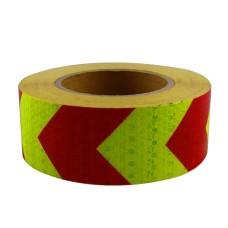 PVC Crystal Color Arrow Reflective Film Truck Honeycomb Guidelines Warning Tape Stickers 5cm x 25m(Fluorescent Green Red)