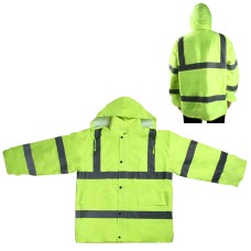 Outdoor Oxford Cloth Long Sleeve Warning Safety Reflective Waterproof Raincoat with Pockets(XL)