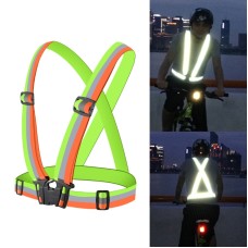 Night Riding Running Flexible Reflective Safety Vest(Yellow+Green)