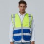 Multi-pockets Safety Vest Reflective Workwear Clothing, Size:M-Chest 112cm(Yellow Blue)