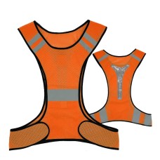 Sports Reflective Vest Night Running Outdoor Reflective Clothing Traffic Safety Reflective Vest, Style: With Led(Orange Red)