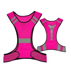 Sports Reflective Vest Night Running Outdoor Reflective Clothing Traffic Safety Reflective Vest, Style: With Led(Pink)