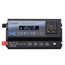 XUYUAN 3000W Car Inverter LED Colorful Atmosphere Light 4 USB Charging Converter, Specification: 12V-220V