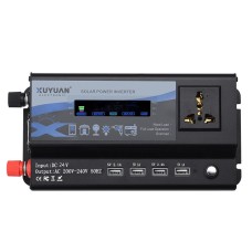 XUYUAN 3000W Car Inverter LED Colorful Atmosphere Light 4 USB Charging Converter, Specification: 24V-220V